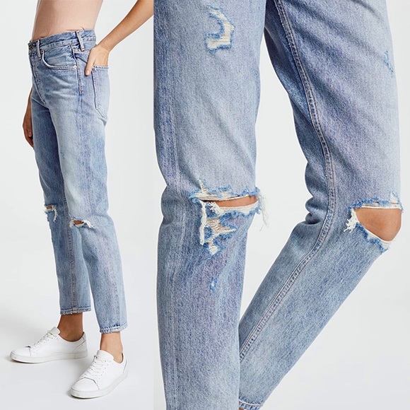 Agolde | Jamie Classic High Rise Distressed Jeans in Resolution 25 Raw Hem - Picture 11 of 11